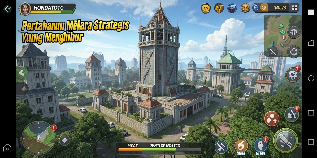 Tampilan menawan gameplay HONDATOTO dalam aksi Tower Defense.