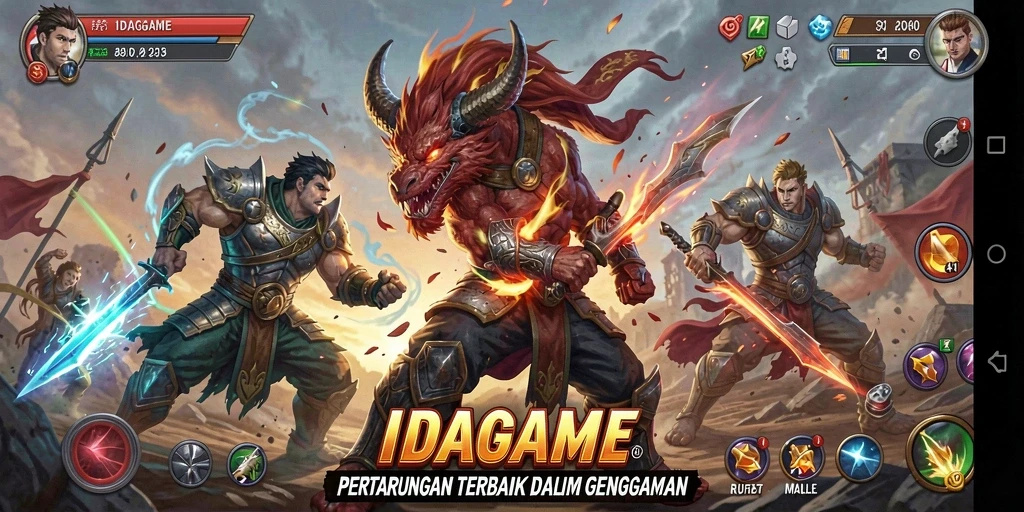 Tampilan gameplay seru dalam IDAGAME menunjukkan pertarungan yang mendebarkan.