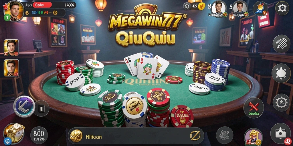 Screenshot gameplay MEGAWIN777 menampilkan aksi seru permainan QiuQiu.