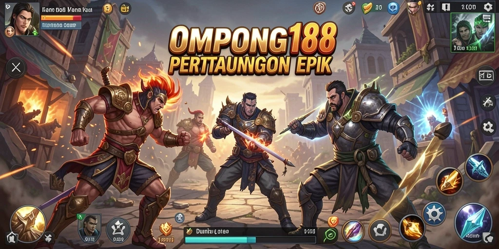 Tampilan gameplay OMPONG188 yang penuh aksi pertarungan.