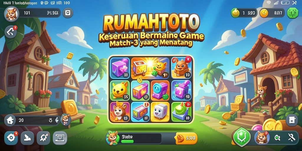 Screenshot gameplay RUMAHTOTO yang menunjukkan aksi mencocokkan elemen.